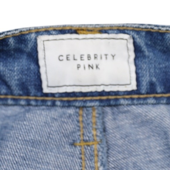 CELEBRITY PINK Women's Blue Distressed Denim Jeans Straight Leg Size 27 - Picture 7 of 8